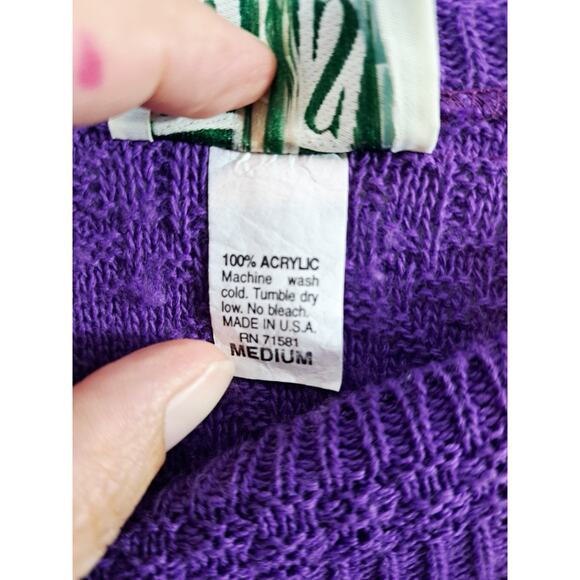 W&S Vintage Women's Sweater Purple Medium Short Sleeve - Picture 4 of 5